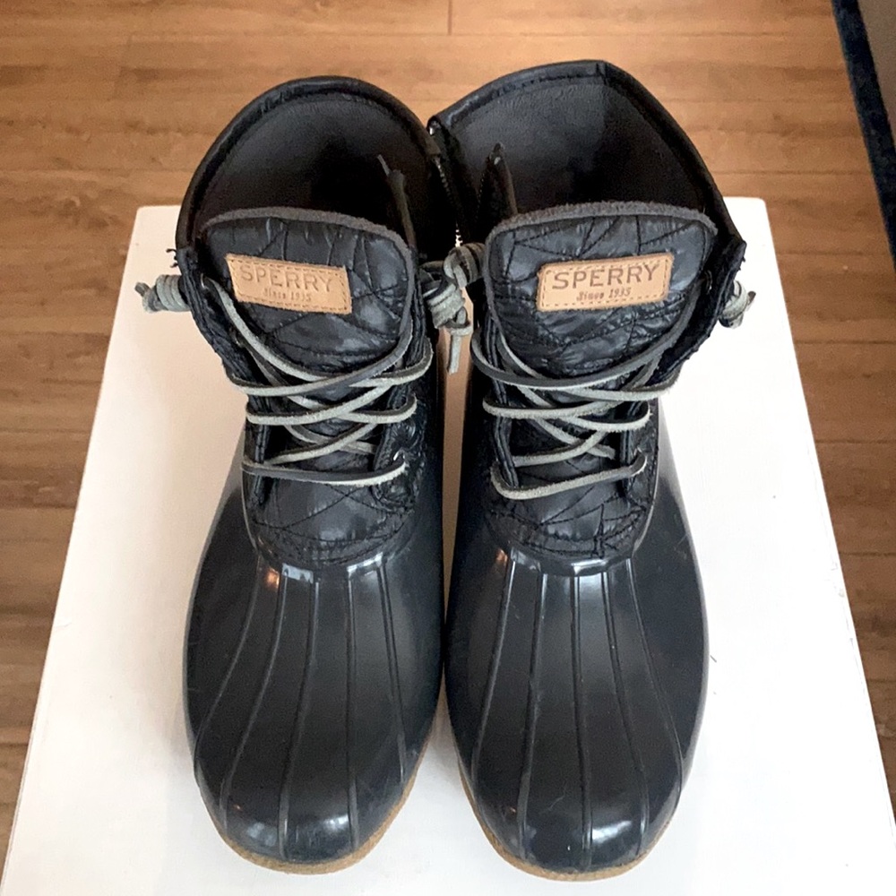 Sperry black duck boots